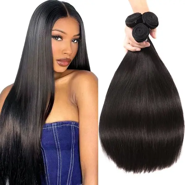QVR Remy Human Hair 1 Bundles Straight Hair Natural Color