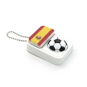 Spain Flag Soccer Fidget Keychain, Rotatable Football Clicker Toy, Sports Theme Stress Relief Key Ring, Mini Plastic Fidget Accessory for Adults