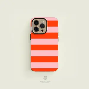 Striped Orange and Pink Tough Phone Case