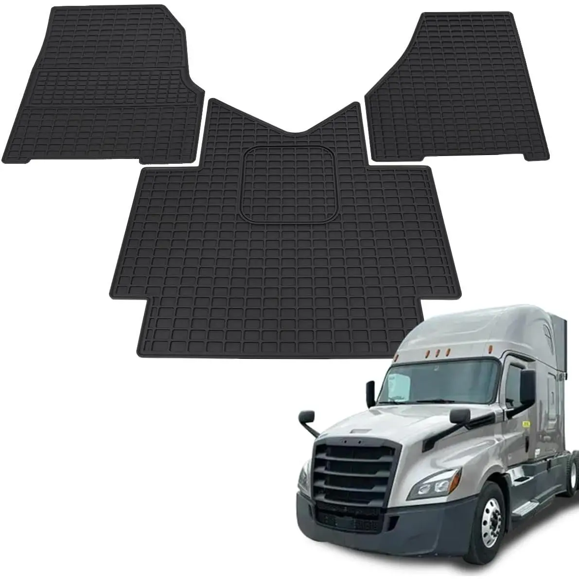 3PCS Heavy Duty Anti-Skid Rubber Floor Mats for Freightliner Cascadia 2018-2026, Automotive All-Weather Guard Cargo Liners, Truck Floor Mats Accessories, Floor Mats For Trucks, Automotive Floor Mats