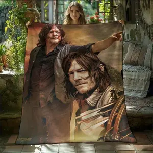[Ideal for Friends Family] Cozy Warm Daryl Fleece Blanket | Soft All-Season Throw | Travel Home Gift
