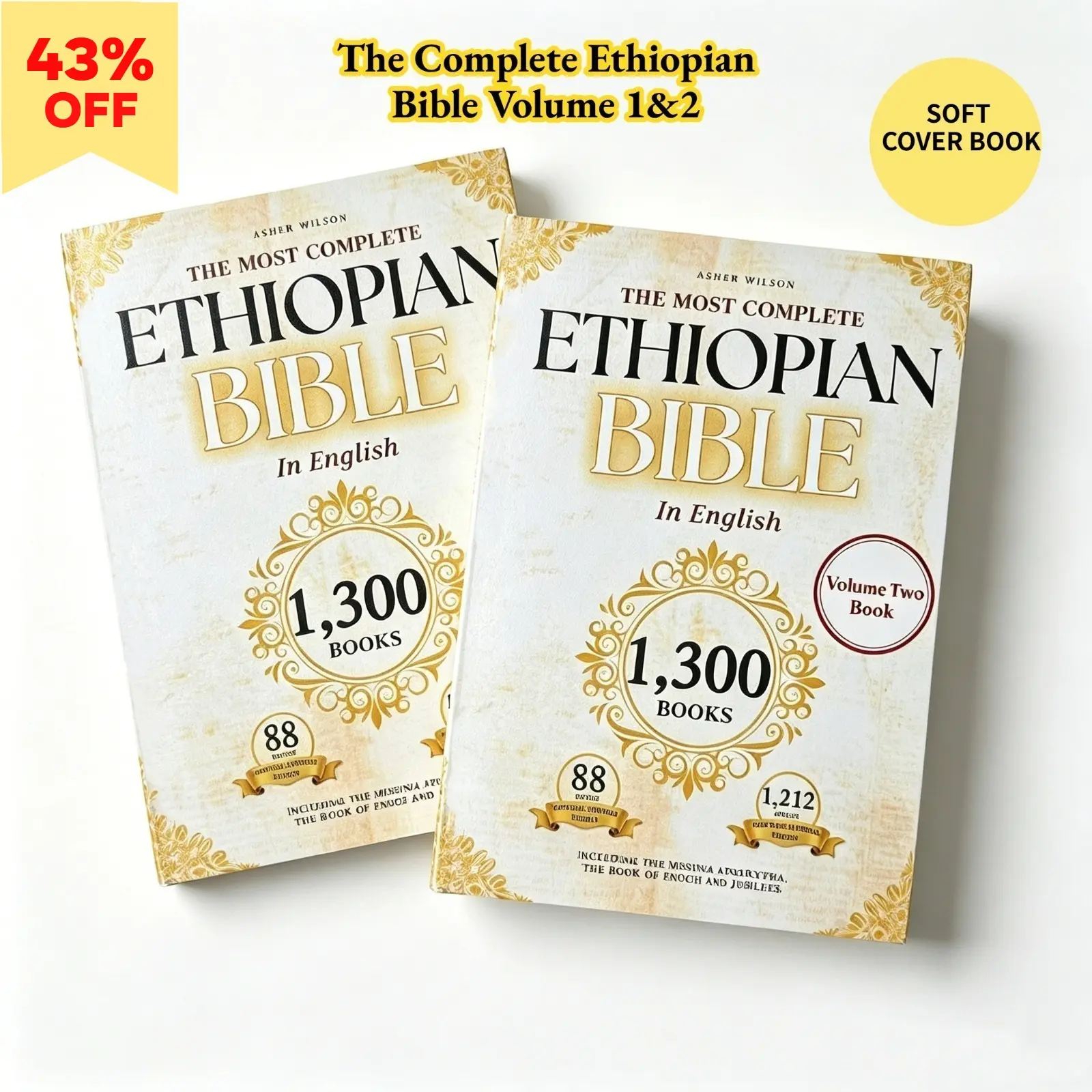 【2 BOOKS】The Complete Ethiopian Bible in English Volume 1&2 | 88 Scriptures Including Apocrypha, Book of Enoch, Jubilees & Sibylline Oracles | Study Christian Bible | Handy Size | Soft Cover
