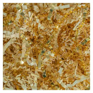 MagicWater Crinkle Cut Paper for Gift Baskets Vanilla & Gold Perfect for Shredded Paper Filler Basket Filler Gift Boxes Bridesmaid Gifts Christmas Stuffers & More For All Occasions