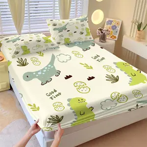 Dino & Croc Fitted Sheet Set 3Pcs | Non-slip | For Kids | Ideal Gift
