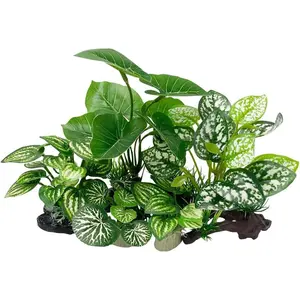 Fish Tank Decorations Aquarium Decoration Ornaments Accessories Betta Fish  Cave Rest Soft Leaf (Mix-Leaf-Set-C)