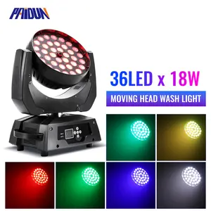 PAIDUN LED 36x18W RGBWA+UV Moving Head Wash Beam Light DMX Music Control DJ Disco Bar Party Event