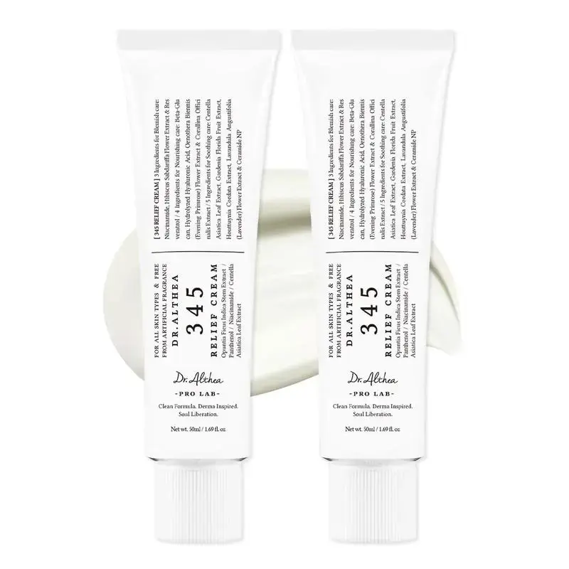 Dr.Althea 345 Relief Cream, Korean Face Moisturizer with Niacinamide, Skin Barrier Repair Cream, Soothe Redness, Fade Blemishes & Dark Spots, Hydrating Facial Cream for Sensitive Acne Prone Skin 50ml
