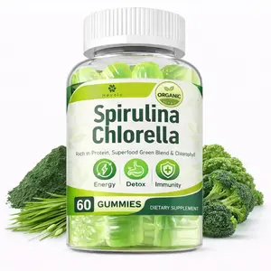 Organic Spirulina + Chlorella Gummies, High in Vegan Protein, Chlorophyll, Nutrient Dense Green-Blue Algae +Super Greens, Vitamin C, D3, Zinc, B12 for Daily Energy, Cleanse, Antioxidant, Immune