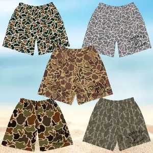 Combat Waterfowl Camo Shorts, 5 Style Outfitter Deer Camo Old School Camo, Bottomland Camo and Duck Camo Pattern, Waterfowl Hunter Hawaiian Shorts, Outdoor Hunting Shorts Gift for Hunters