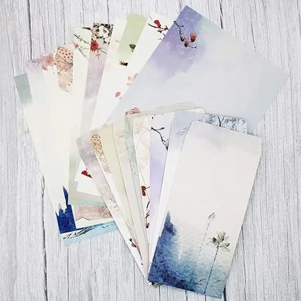 60PCS Classic Vintage Antique Design Stationery Paper and Envelopes Set with Floral and Abstract Artistic Designs