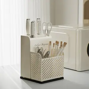 Multifunctional Kitchenware Storage Rack with Integrated Knife Holder, Chopstick Cage & Utensils, Durable Design for Efficient Organization