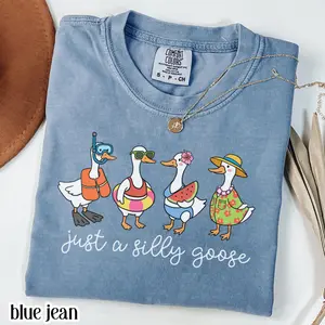 Comfort Colors Silly Goose Shirt Goose T-Shirt Summer Shirt Silly Goose Shirts Funny Graphic Shirt Cute Goose Shirt, Beach Shirt Print Tee, Andrew Clothings