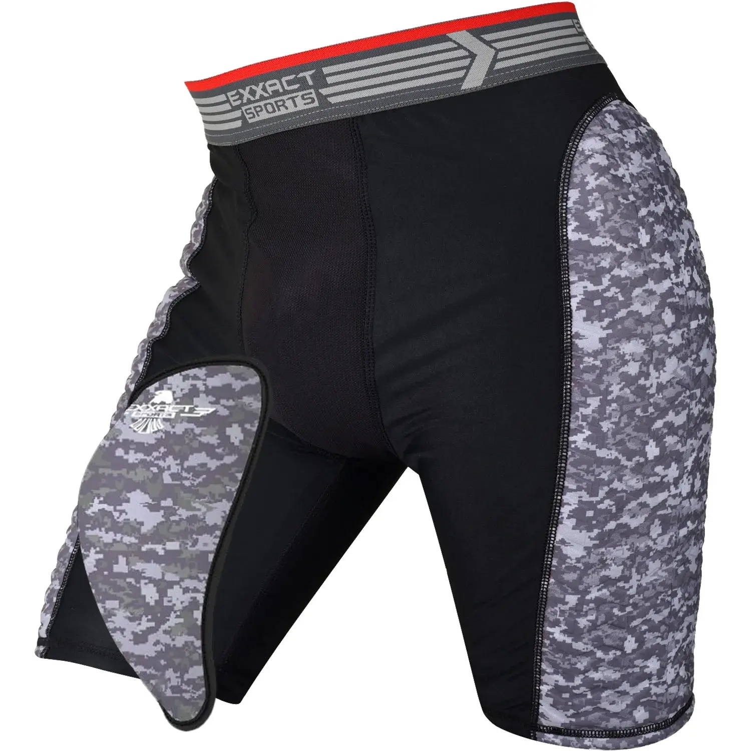 Exxact Sports Men's Baseball Sliding Shorts - Sporty Compression Shorts with Soft Athletic Cup, Breathable Padded Design for Baseball & Softball (Black/Gray), Sporty Sports Shorts