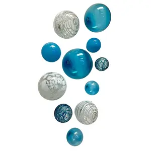 Aqua & White Decorative Glass Balls, Wall Art Decor