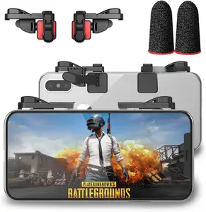 IFYOO Mobile Game Trigger, Mobile Gaming Controller Compatible with PUBGG/Fortnitee/Call of Duty Mobile, Z108 Aim & Fire Triggers for iPhone and Android Phone, 1 Pair with 2 pcs Finger Sleeves