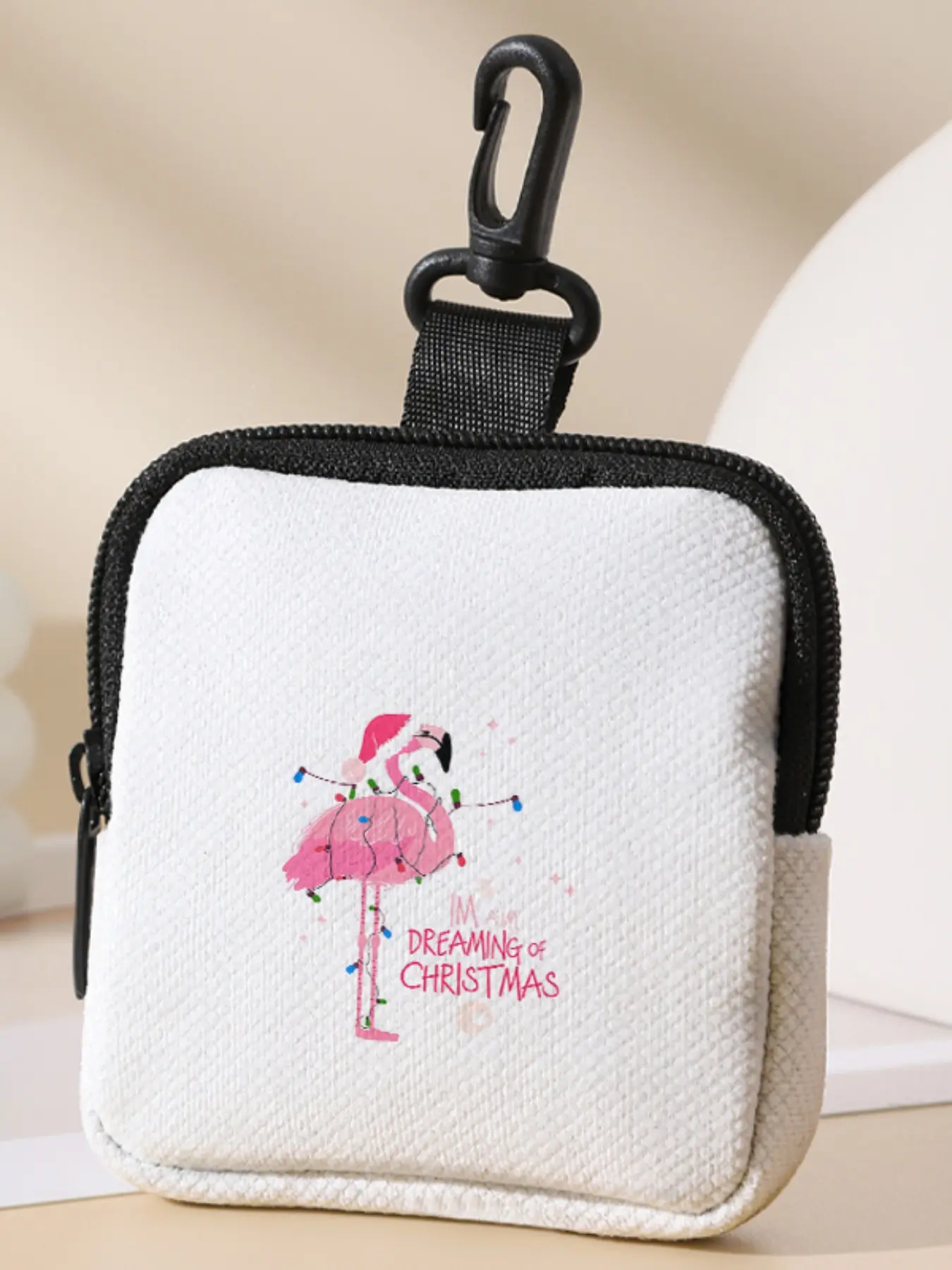 Flamingo Pattern Printed Coin Wallet, Multifunctional Storage Bag, Durable Polyester, Digital Printing, Key Card Holder, Ideal Gift