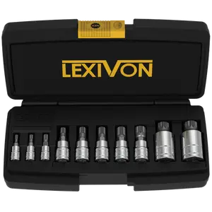 LEXIVON Xzn Triple Square Spline Bit Socket Set, Premium S2 Alloy Steel , 10-Piece European Style M4 - M18 Set , Enhanced Storage Case (Lx-145)