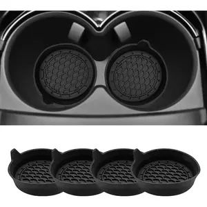 4-Pack  Cup Holder Coasters, Black  Inserts - Keep Your  Clean with Non-Slip & Spill-Proof Coasters for   (Black)