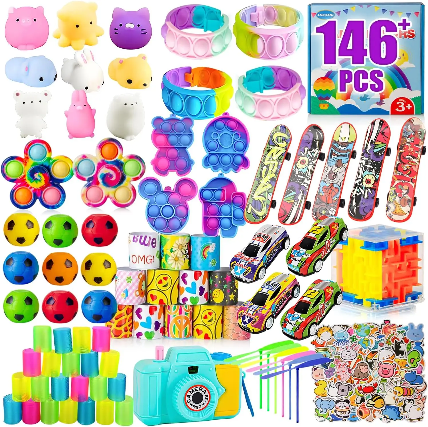 146PCS Party Favors for Kids Ages 4-12, Treasure Box Toys & Classroom Prizes, Bulk Fidget Toys, Prize Box Toys, Carnival Prizes, Pinata Stuffers, Goodie Bag Fillers, Halloween & Christmas Gifts