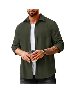 COOFANDY Men's Waffle Button Down Shirts Casual Long Sleeve Shacket Jacket with Pockets Gift Ideas