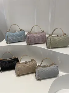 French Handbag Shoulder Bag Crossbody Purse, Elegant Solid Color Chain Design, Perfect for Weddings Parties and Dresses, Chic Handbag