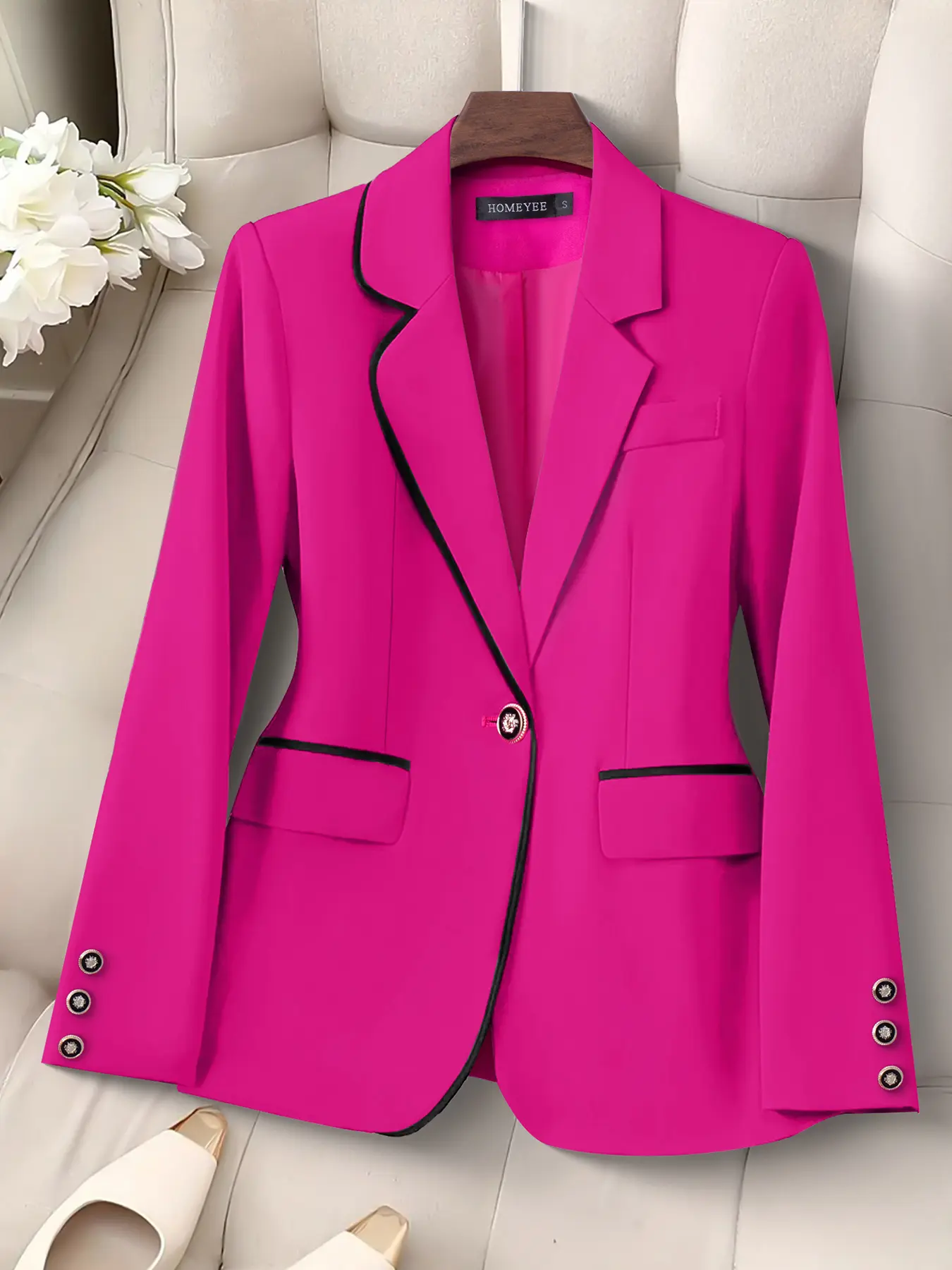 Elegant Women's Office Suit Jacket, Fitted Formal Fashionable Business Casual Wear, Daily Commute Style, Ladies' Workwear Outerwear, Chic, Essential Business Attire, Business Attire Clothes