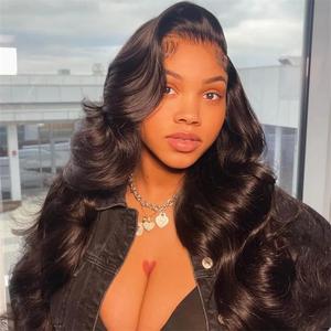 [Super Deal] Hot Star Body Wave 13x6 HD Transparent Lace Front Natural Black Color Wig Pre Plucked Human Hair Wigs For Women