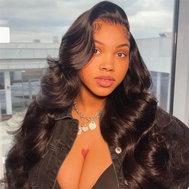 [Super Deal] Hot Star Body Wave 13x6 HD Transparent Lace Front Natural Black Color Wig Pre Plucked Human Hair Wigs For Women 180% Density