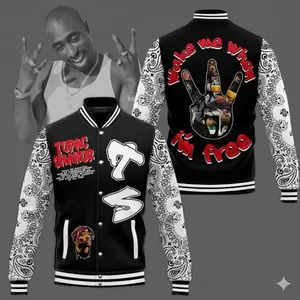Tupαc Shαkur Wake Me When I’m Free Baseball Jacket Full Size S-5XL