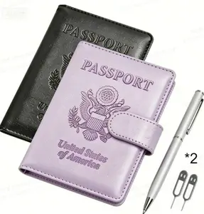 1Set Passport Holder for Travel Essentials, 2 Pcs Passport Cover Wallet Case Travel Gifts Women Men Family, Passports Book Card Holders Travels Cruise Accessories Must Haves