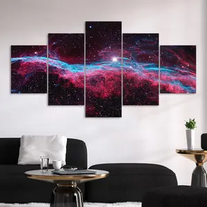 Colorful Galaxy Fantasy Glow Poster, 5 Counts Unframed Canvas Posters, Fashion Home Poster, Perfect Living Room Decor, Bedroom, Office, Corridor, Home Decoration
