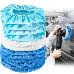 12 count  Buffing Pads -  Polishing Bonnet Pad Buffing Pads 5 to 6 Inches Microfiber Polish Pads Orbital Buffer Pads Wax Cover Kit for  Waxing and Cleaning
