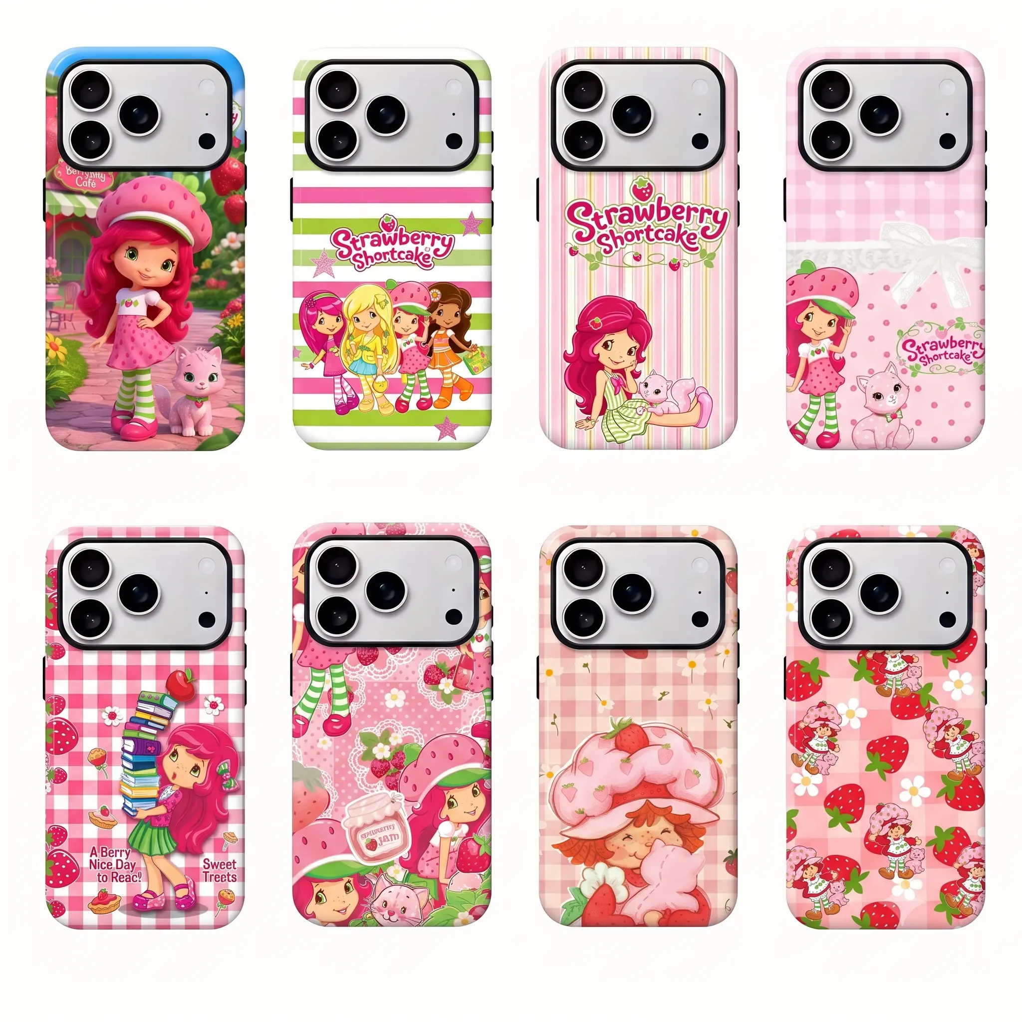 Cute Coquette Strawberry Phone Case Pink Gingham Aesthetic Cover for iPhone | Y2K Girly Case For iPhone 11-17