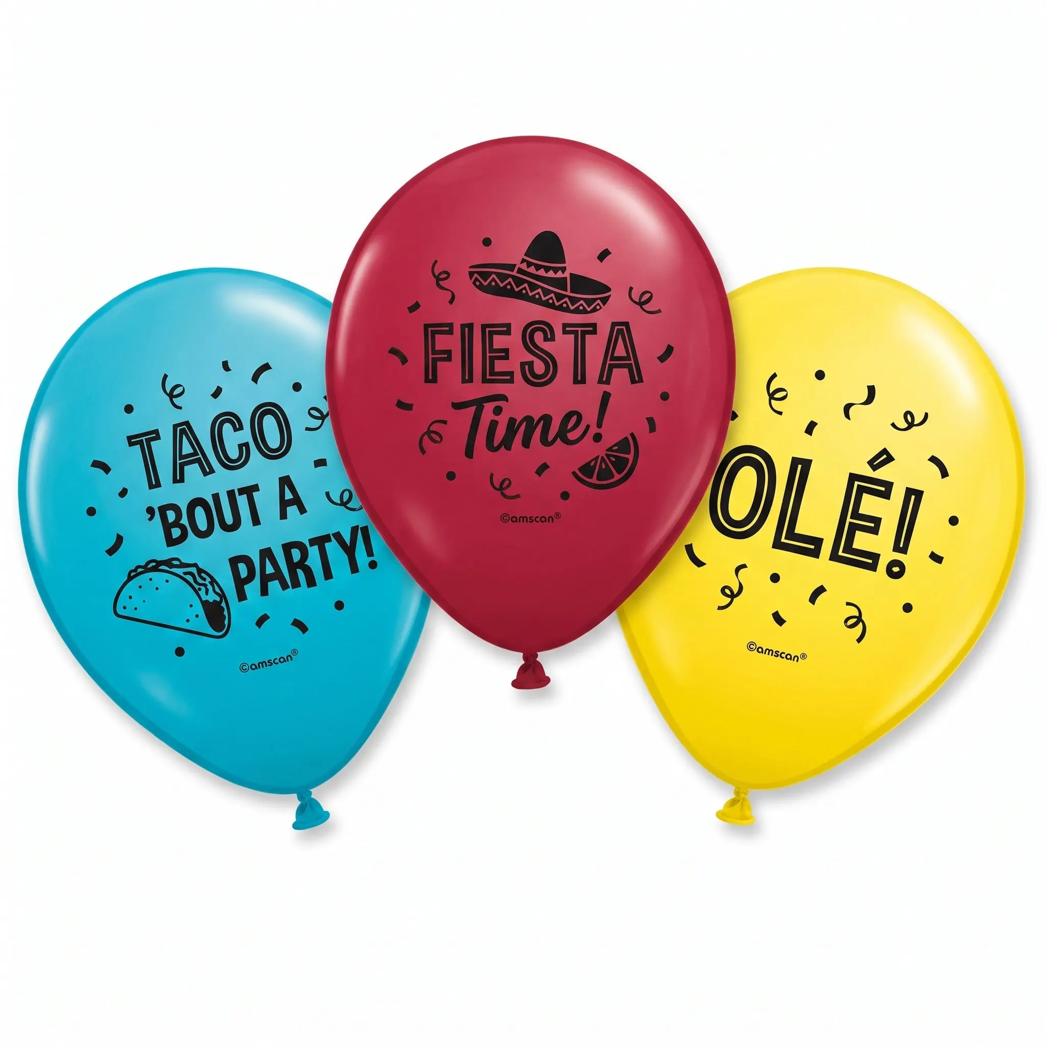 Fiesta "Taco 'Bout A Party" Latex Balloons - 12-Inch, 15-Pack