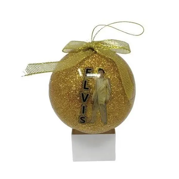 Ornament Elvis Gold Lame Suit Round Glitter