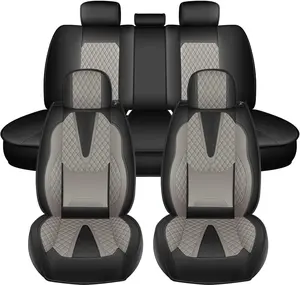 Seat Covers Fit for Chevrolet Equinox 2011-2025 Car Waterproof Seat Protectors Full Set Fit for Seat Automotive Faux Leather Seat Covers(Black&Gray)