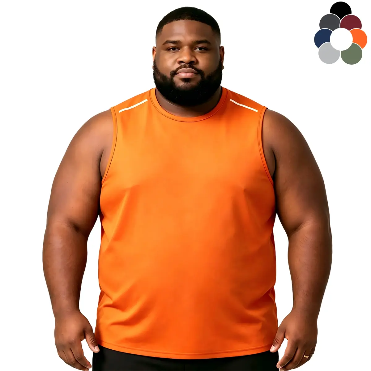 Men's Crew Neck Dual Reflective Shoulder Stripe Tank Top, H‑Shape Loose Fit Quick Dry Breathable Sleeveless Shirt for Soccer Training, Football Match, Running, Gym Workout and Outdoor Sports