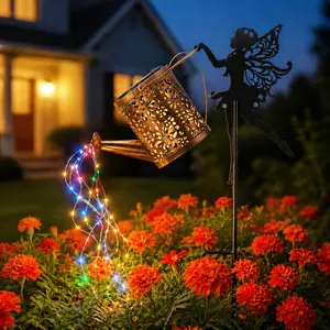 Solar Lights Outdoor Waterproof, Fairy Solar Garden Lights Outdoor Decoration,Outside Metal Watering Can Landscape Lights for Garden Yard Patio Pathway Decor