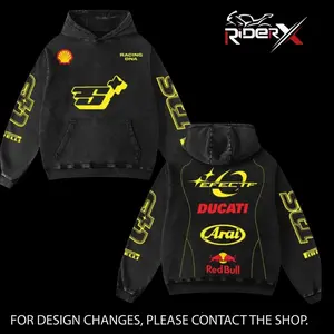 Redbull x Ducati ST1 Biker Hoodie Washed Vintage Racing Streetwear, Motorcycle Graphic Hoodie Unisex, Designed for Motor Fans, Sportbike Culture, Speed Lovers & Urban Motorbike Style
