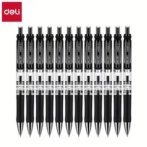 Deli 0.7mm Retractable Ballpoint Pen Set of 12, Smooth Writing, Comfortable Grip, Lasts Up to 300m, Ideal for School, Office, Meetings, Signatures, Ball Point Pens