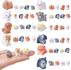 50 Pcs Mini Dog Figurines Miniature Resin Animals in Bulk Little Puppy Toys Dog Cake Decorations for DIY Moss Landscape Garden Ornament Birthday Party Home Decors