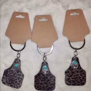 Retro cow tag keychain