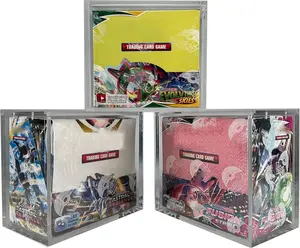 Acrylic Case Cabinet For PKMN TCG Booster Box Trading Game Anime Graded Cards PKMN ETBs Booster Box Sliding Magnetic Lid Protective Acrylic Container Display Organizer Case Storage Clear DIsplay Holder Protector
