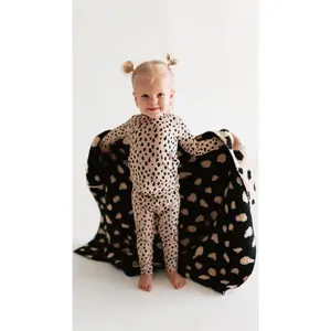 Baby Plush Throw Blanket in Brown Cheetah
