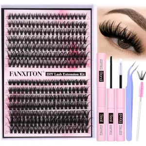 DIY Lash Extension Kit - Volume Clusters, Individual Lashes, Tweezers - 280 pcs - Makeup