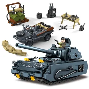 Military building block MOC scene, Building set, World War II military tank tracked armored vehicle model, made of ABS material, compatible with Lego blocks, suitable as a collectible for military enthusiasts and a birthday gift for children