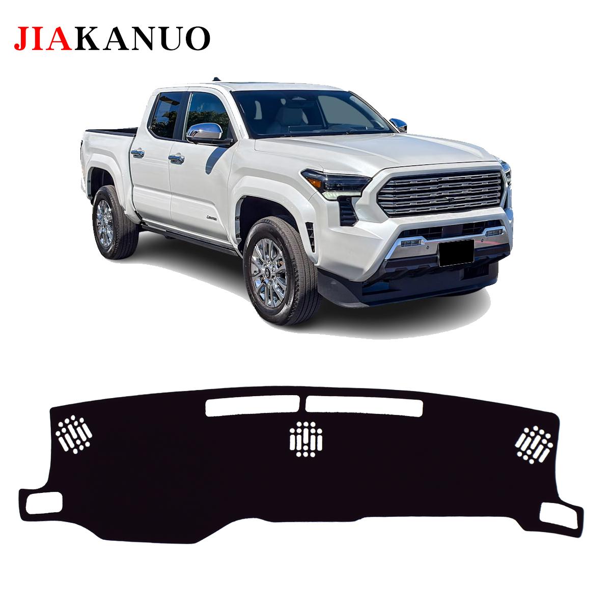 JIAKANUO Dash Cover Mat for 2024-2026 Toyota Tacoma Dashboard Pad Carpe Sunscreen Heat Insulation Anti Glare Reflective Protection Black Polyester with Silicone Anti Slip Particles