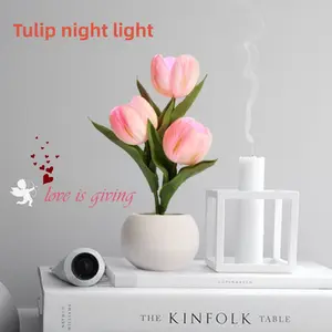LED Tulip Night Light - Rechargeable Simulation Tulips Lamp, Room Decor & Bedroom Accessories, Accessories for Adults Bedroom, Gifts for Girlfriend,summervibes