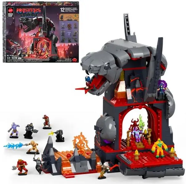 Mattel Brick Shop Masters of the Universe Clash at Snake Mountain Building Set, 636 Piece Collectible Building Toy Set (He-Man, MOTU)  [COLLECTIBLES] Brick, Collectible