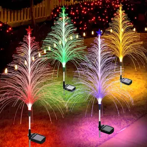 2 Packs Christmas Tree Solar Garden Light with Multi-Colored Change, Auto ON/Off Garden Solar Light, Solar Light for Garden, Porch, Christmas and Festival Decoration (Height: 35.8 Inch)